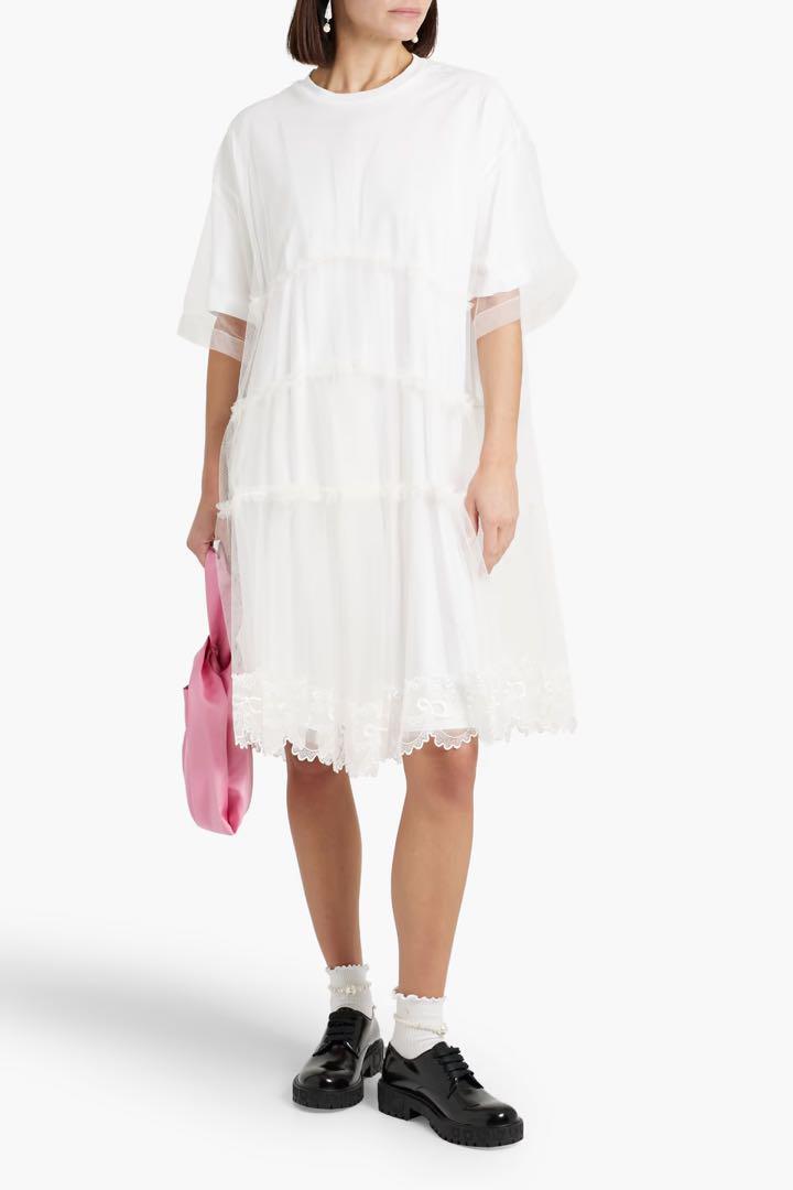 Simone Rocha Tiered Tulle Overlay Dress - Elegant Designer Simone Rocha Tiered Tulle Overlay Dress - Elegant Designer