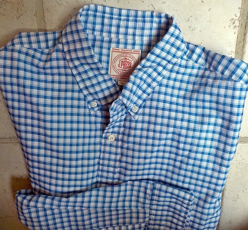J. Press Gingham Like Check Button Collar Dress / Casual Shirt XXL X-SLIM Blue - Picture 2 of 3