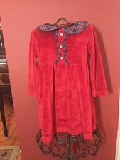 Chaps Ralph Lauren Girls Sz 18 months Red Velour Plaid Ruffle Collar Dress