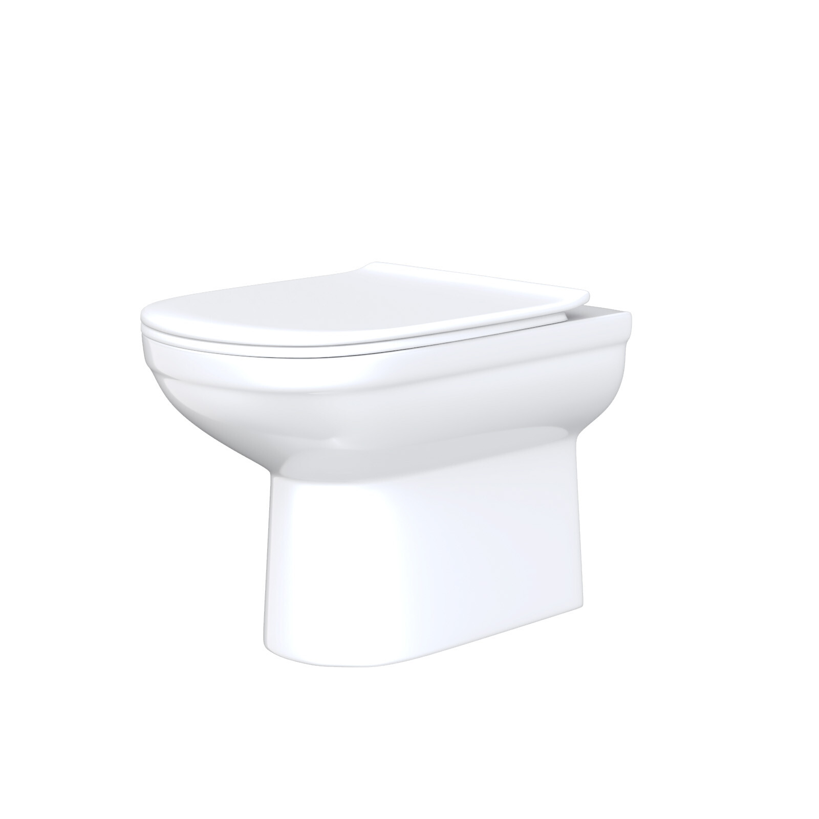 Rowley Modern Back to Wall Rimless Toilet and Soft Close Seat White