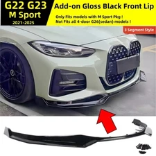 FOR 21-25 BMW G22 G23 4 SERIES M440I 430I M SPORT FRONT LIP SPLITTER GLOSS BLACK