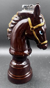 Vintage Horse Head Ceramic Cigarette Lighter Japan Needs Flint Not Tested