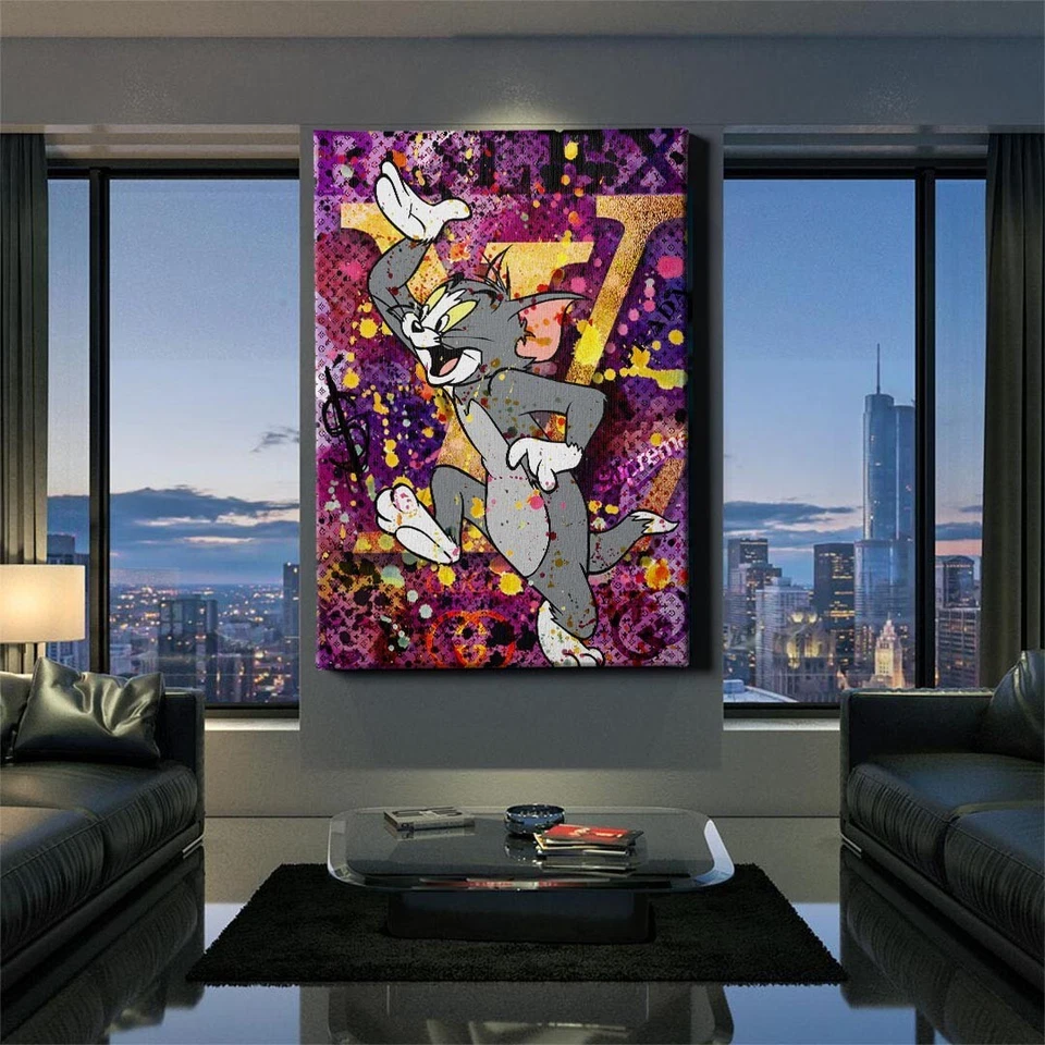✅WANDBILD LEINWAND, ACRYLGLAS TOM UND JERRY KATZE LV STREET ART POP ART PREMIUM - Bild 2 von 4