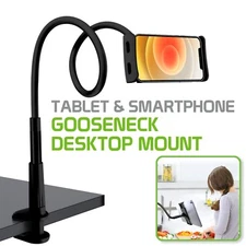 Cellet Flexible Gooseneck Desktop Table Mount for Tablets & Cell phones - Black
