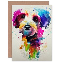 Aquarell-Fan Ren Karte Mit Hundemotiv Geburtstagskarte