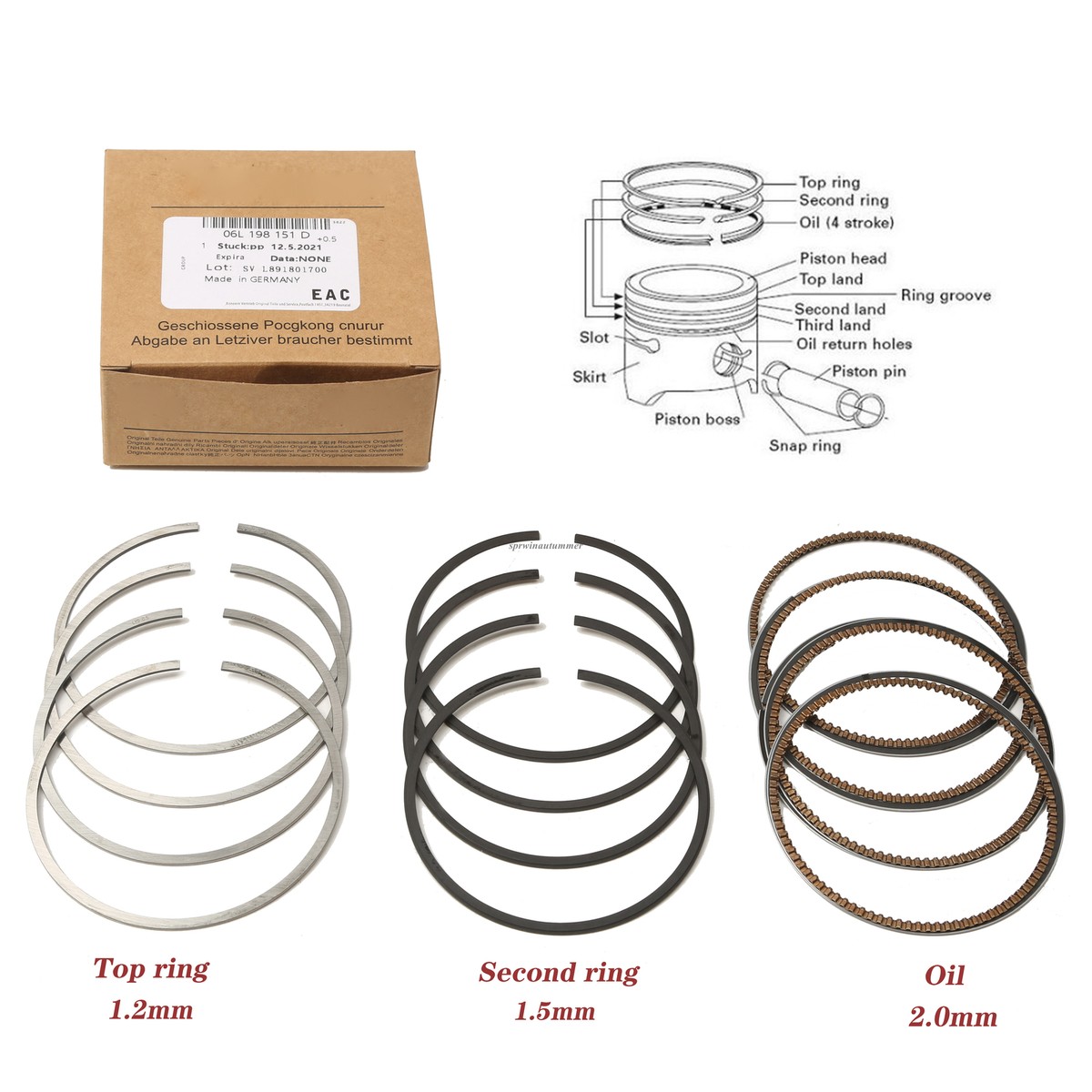 83.00mm Piston Ring Set Fit For Audi A8 S8 VW Golf Tiguan 2.0TFSI 