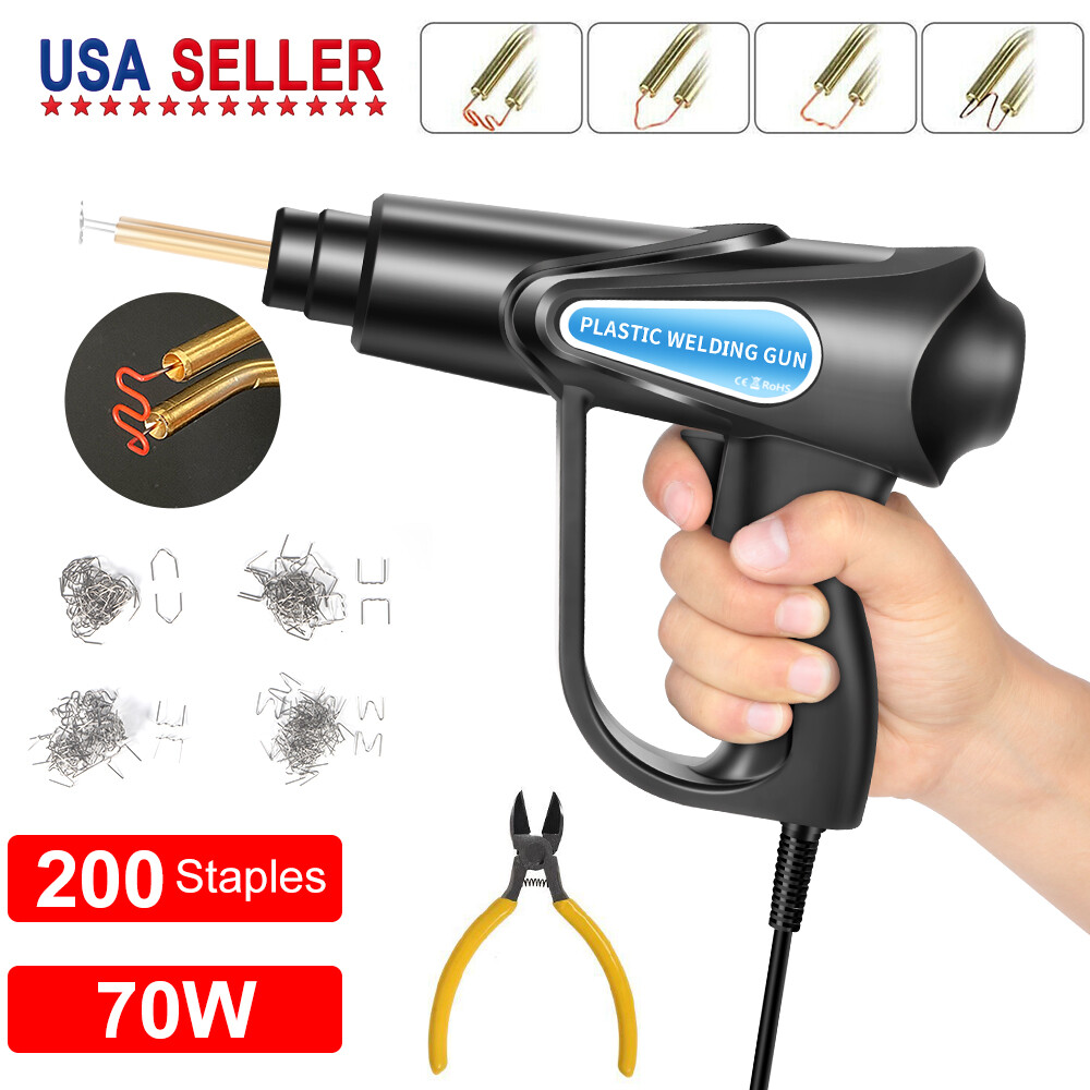 Hot Stapler Car Bumper Fender Fairing Welder Gun Plastic Repair Kit +200 Staples-image