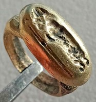 ANCIENT ROMAN LEGIONARY BRONZE INTAGLIO SEAL RING DEPICTING MONK 1500 AD