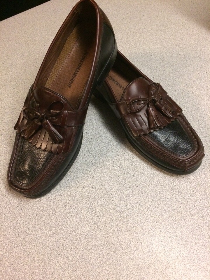 Johnston & Murphy Mocassini Uomo Aragon II, Slip-on Con Nappe E Frange, Pelle Premium, Colore Nero/Marrone, Taglia 11.5 M