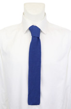 Damiano Presta Handmade Tie Mens 150 X 7 CM Square Silk Knitted Blue