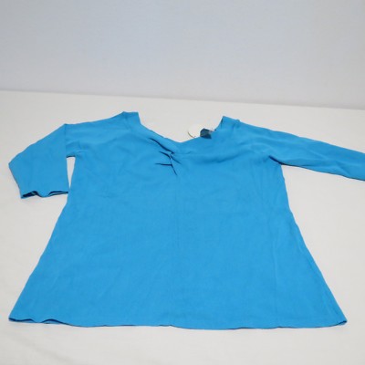 Quest-Ce Que C'est? 3/4 sleeve Blue Knit Top XL NWT 