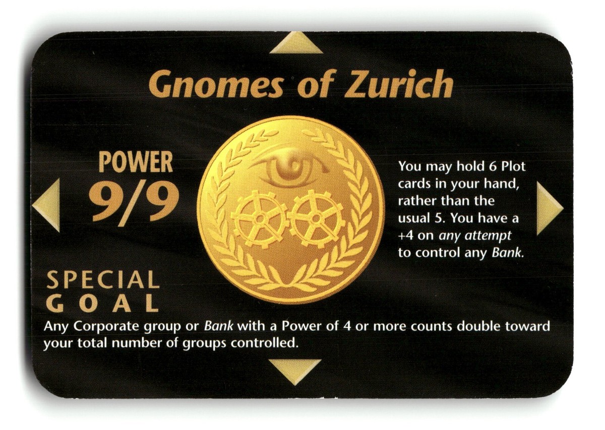 Gnomes of Zurich 9/9 card Unlimited INWO Illuminati New World
