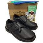 ORTHOFEET Broadway Mens Sz 11 XXWide 6E Hook & Loop Black Orthopedic Dress Shoe