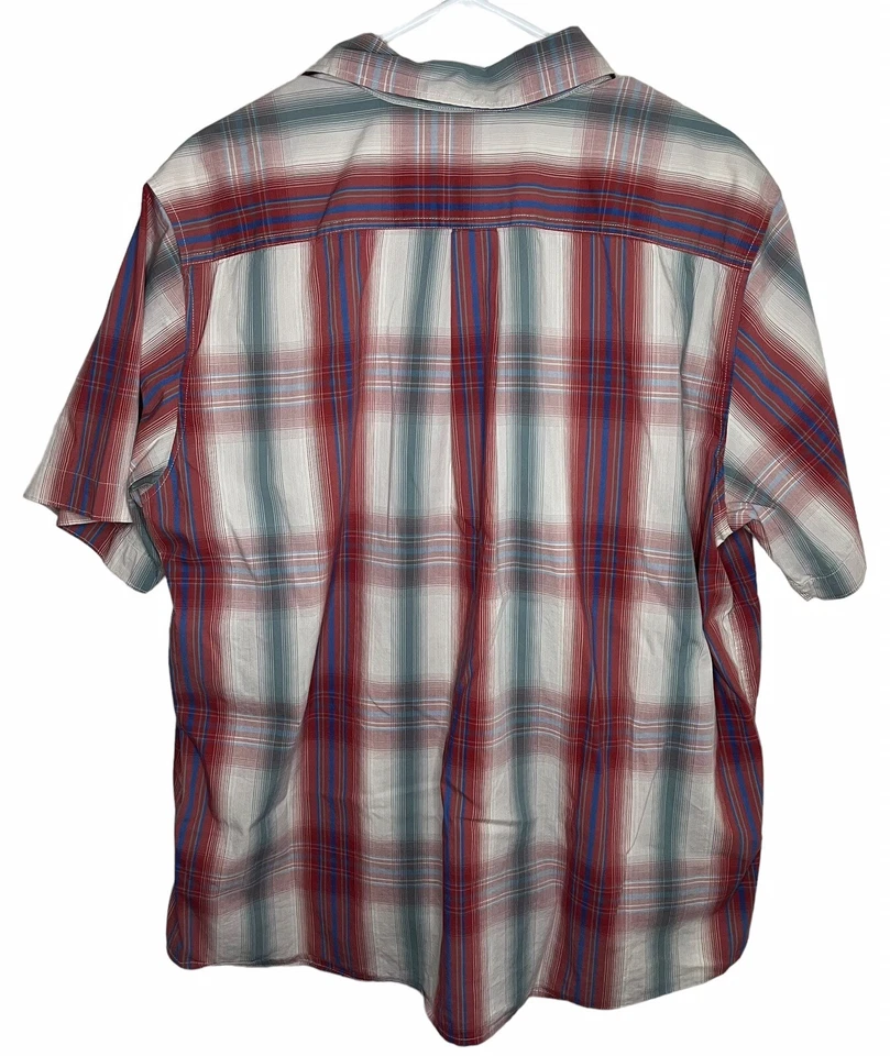 Woolrich Hombre Extra Grande (XL) Rojo Blanco y Azul Rayas Manga Corta Abotonada Foto 2 de 4