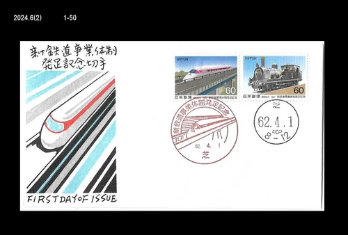 Train,Railroad,Railways,New Rail System,History,Japan 1987 FDC,Cover