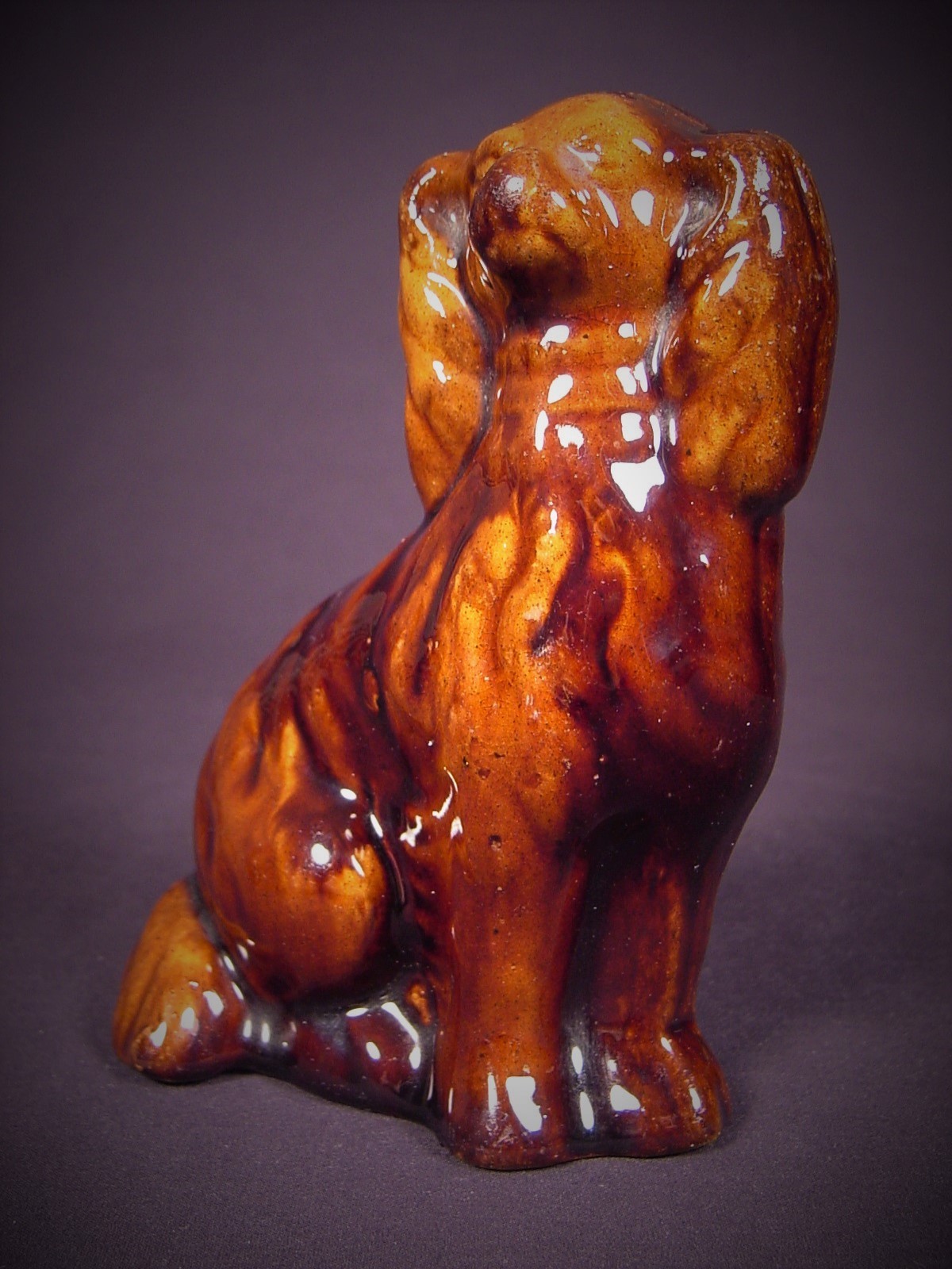 Yellow Ware Rockingham Dogs RARE ANTIQUE 1800s SMALL SPANIEL DOG ROCKINGHAM YELLOW WARE MINT | eBay