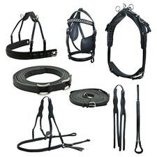 Leather Driving Harness For Single Horse Cart Full Cob Pony Shetland Free Ship