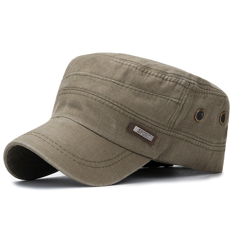 YeeHeen Cadet Army Cap for Men Women Twill Military Corps Hat Flat Top Cap Beige at Men's Clothing store