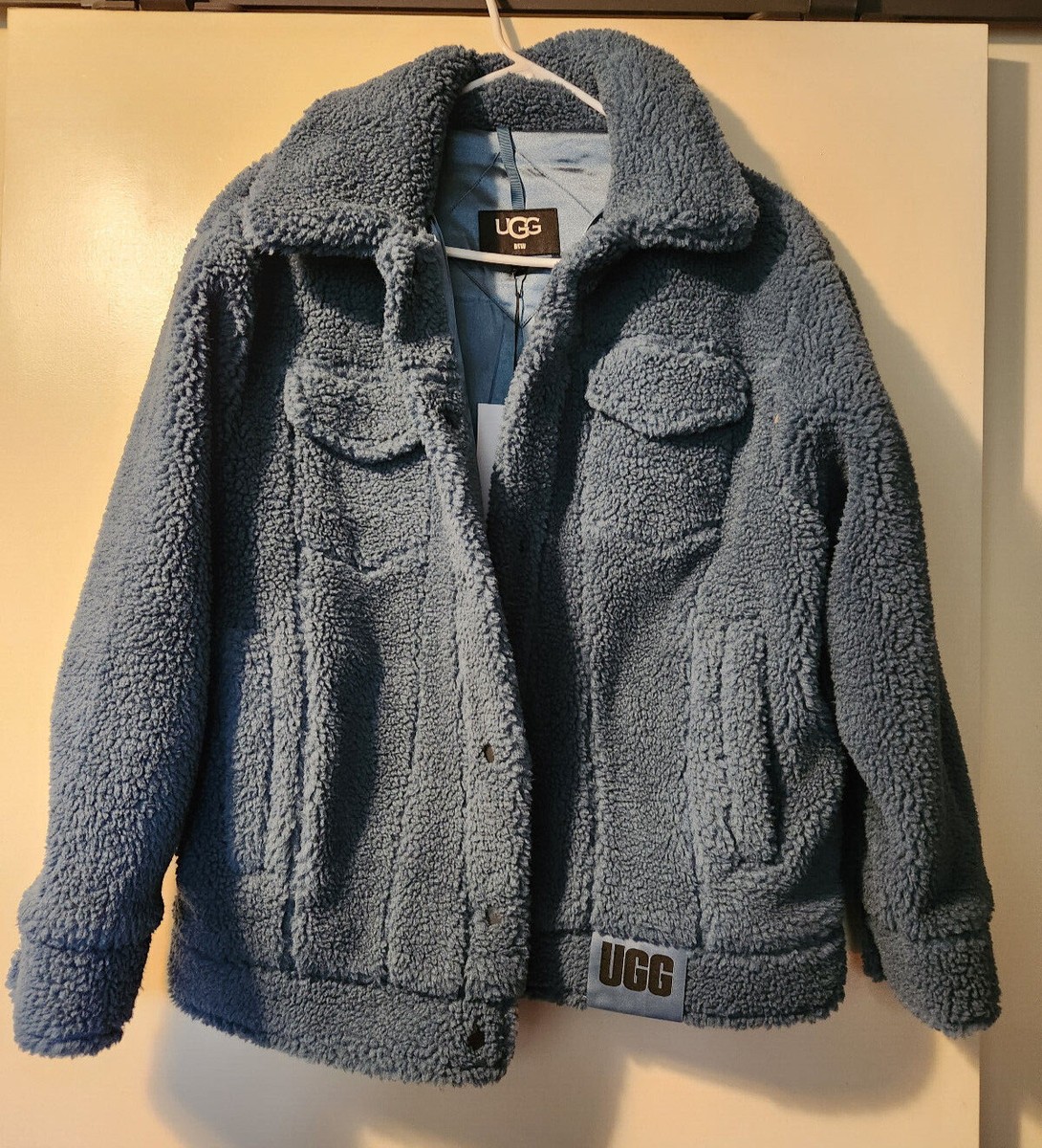 UGG Frankie Sherpa Trucker Jacket Honor Blue Size Small New With 