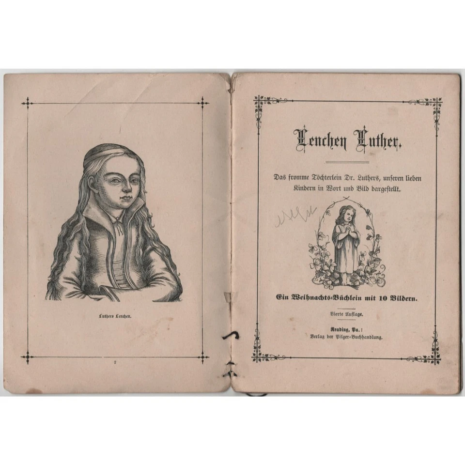 Martin Luther 1898 German Book Magdalena Lenchen Vtg Child Death illustrated Art - Image 3 of 4