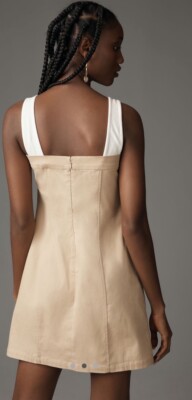 NWT Maeve Anthropologie Sleeveless Twofer Dress Mini Beige/White Khaki Size  M!! | eBay