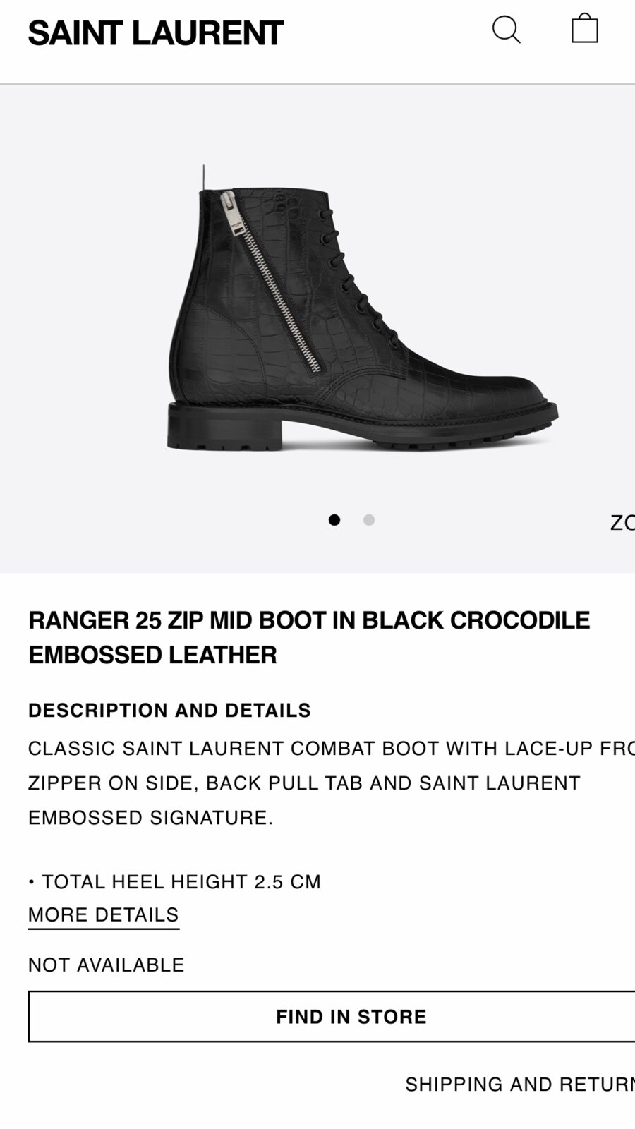 Stivali Saint Laurent da uomo Croc in rilievo. 44 11. $1200