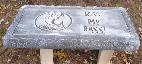 Concrete bench mold bass fish .150 abs plastic mould 31" x 14" x 2.5" thick - Picture 2 of 5