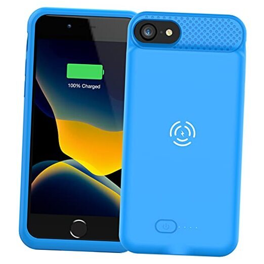 Funda Batería Inalámbrica para iPhone 8/7/6s/6/SE 2020/SE QI Carga Inalámbrica Azul