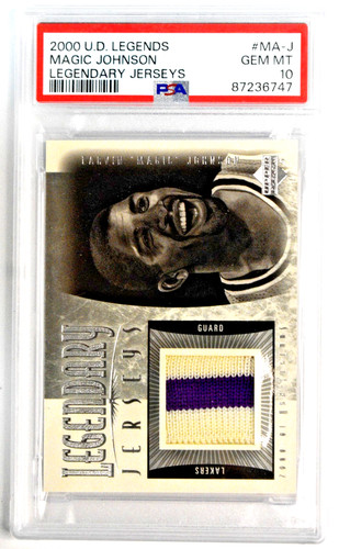 2000 UD Legendary Jerseys Magic Johnson #MA-J Game Used 2-Color PSA 10 Lakers