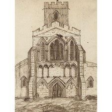 Englisch Architektur Architekturzeichnung Kirche sign Zeichnung Bleistift 1811