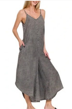Gray Denim Wide Leg Jumpsuit | Size L | New