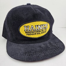 Vintage USA MADE K BRAND Corduroy Haines MFG ME Patch Trucker Hat Snapback Cap
