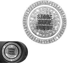 2 PCS Bling Rhinestone Start Button Cover, Push to Start Button Cover Crystal St