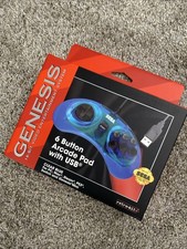 Retro-Bit Official Sega Genesis 6-Button Arcade Pad USB Controller PC/PS3 - Blue