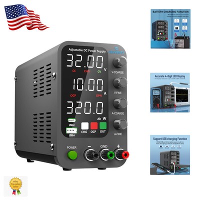Versatile 32V 10A Compact Power Supply with Quick Charge USB & Encoder Control