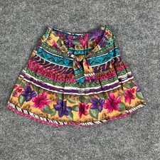 Vintage Boho Skirt Girl's Size 7 Multicolor Floral Print Style High Waist