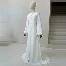 Elegant Muslim Wedding Dresses A-Line Lace Long Sleeves Floor-Length Bridal Gown