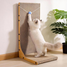 Cat Scratcher, 23.6 Inch L Shape Vertical Cat Scratching Board with Ball Toy for
