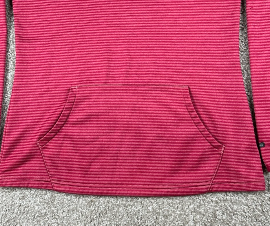 Columbia Sudadera con Capucha Mujer Pequeña Rojo Rosa Rayas Pullover Sudadera Mountain Run Foto 3 de 4