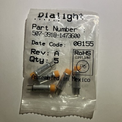 [Lot of 5 NEW!] DIALIGHT 507-3918-1473-600 AMBER INDICATOR 