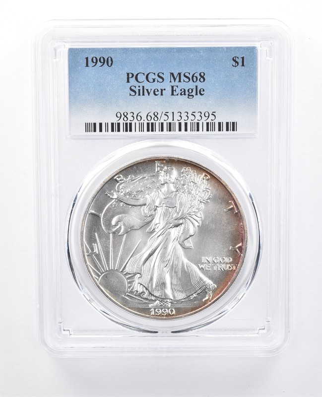 1990 American Silver Eagle MS68 PCGS Peripheral Tone a8160
