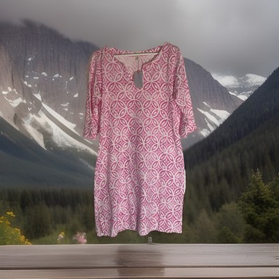 NWT, HATLEY Lucy Dress, Pink/White Tile Medallion Print, Sz L.
