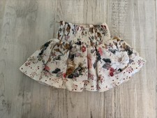 H M Mini Skirt w pink Floral Ruffle Beach Casual Smocked sz 4 little girl youth