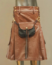 Celtic Leather Kilt With Leather Sporran