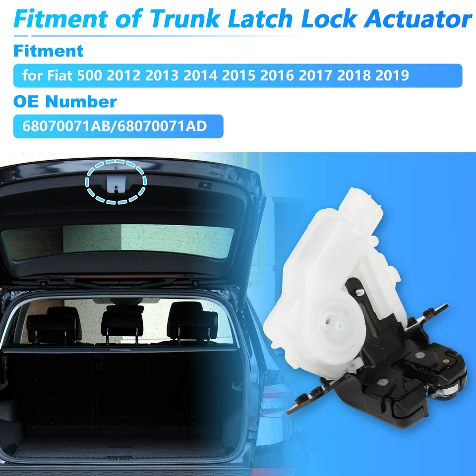 No.68070071AB Rear Tailgate Latch Lock for Fiat 500 2012-2019 Trunk Boot Lock Foto 2 de 4
