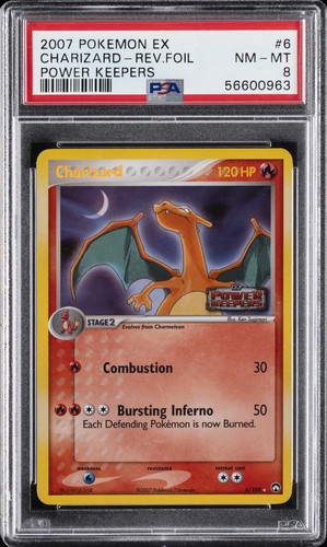 2007 POKEMON EX POWER KEEPERS #6 CHARIZARD-REVERSE FOIL PSA 8