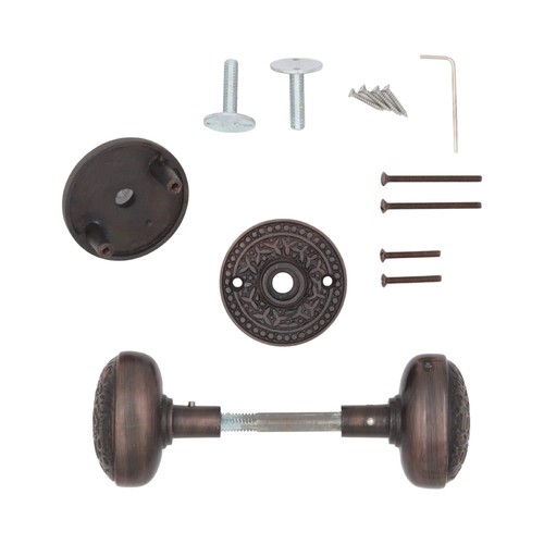Rice Round Rosette DUMMY Set in Oil Rubbed Bronze -5 Door Knob Choices - Double - Picture 7 of 21