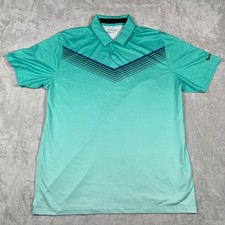 Nike Golf Men's Dri-FIT Polo Shirt Aqua Ombre Stripe Short Sleeve Size L
