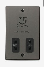 Click VPBN100BK Deco Black Nickel Dual Voltage 115-230V Shaver Socket Blk Insert