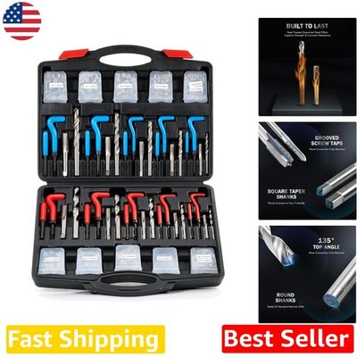 Pro Thread Repair Kit SAE Metric 304pc HSS Steel Inserts Taps Drill Bits